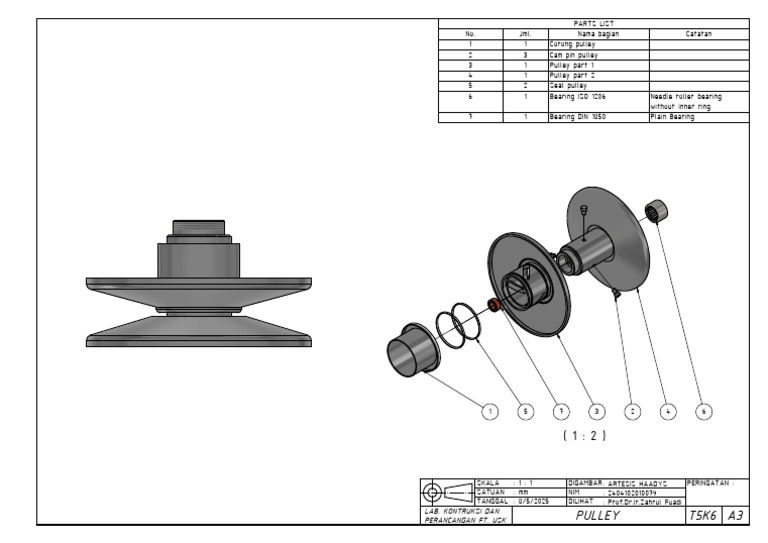Artesis Assembly Projek Final Drawing Pulley | PDF