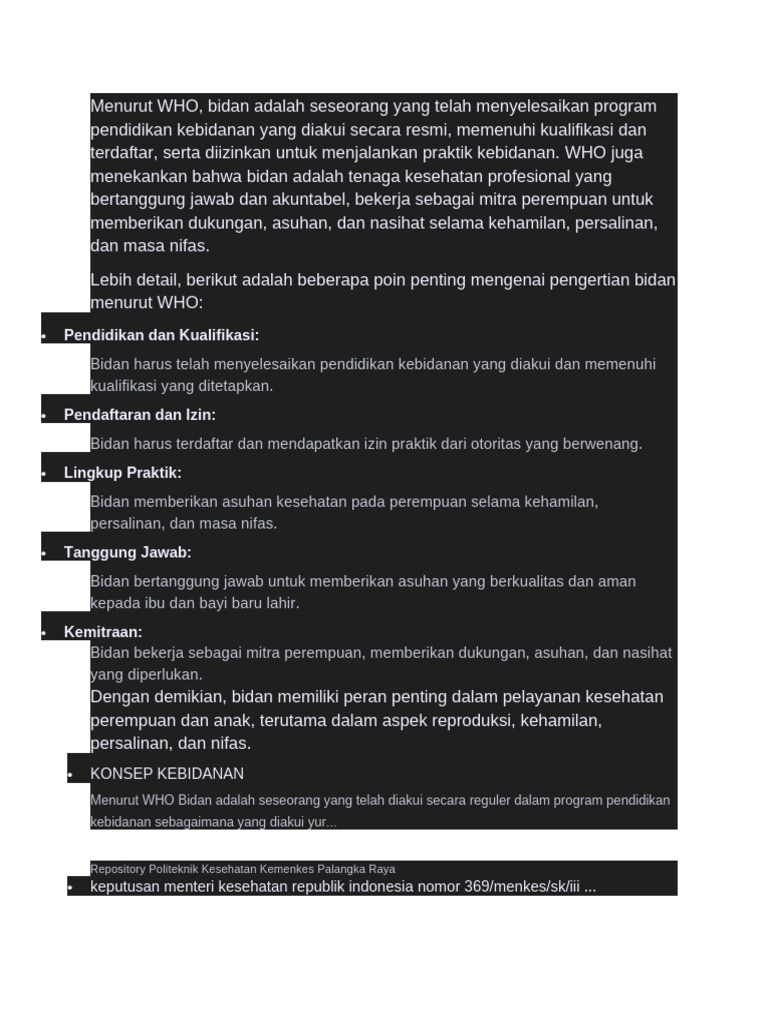Definisi Bidan Menurut WHO | PDF