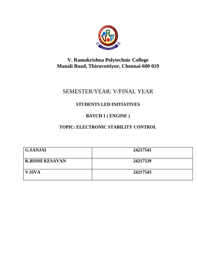 Student Projects at V. Ramakrishna Polytechnic | PDF