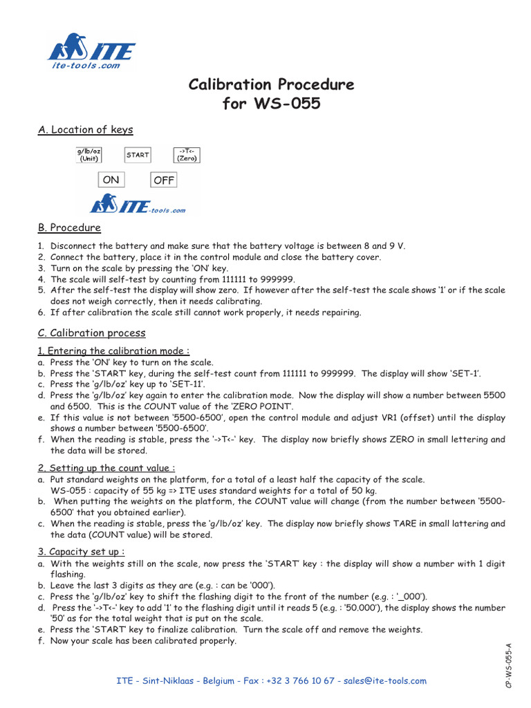 WS-055 Calibration Procedure Guide | PDF | Calibration