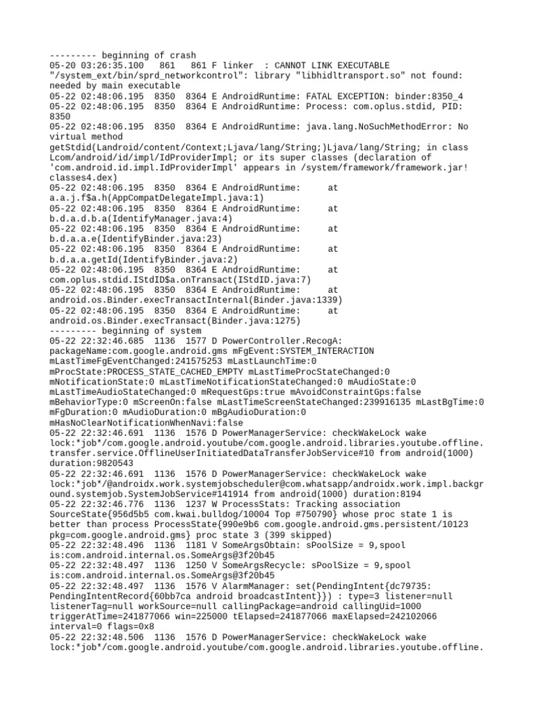 Android Runtime Crash Log Analysis | PDF | Operating System Families ...