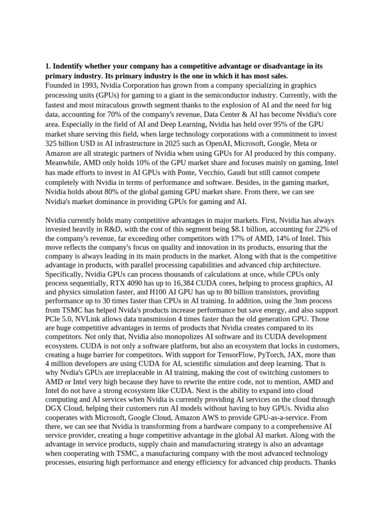 Nvidia's Competitive Edge in AI GPUs | PDF | Graphics Processing Unit ...