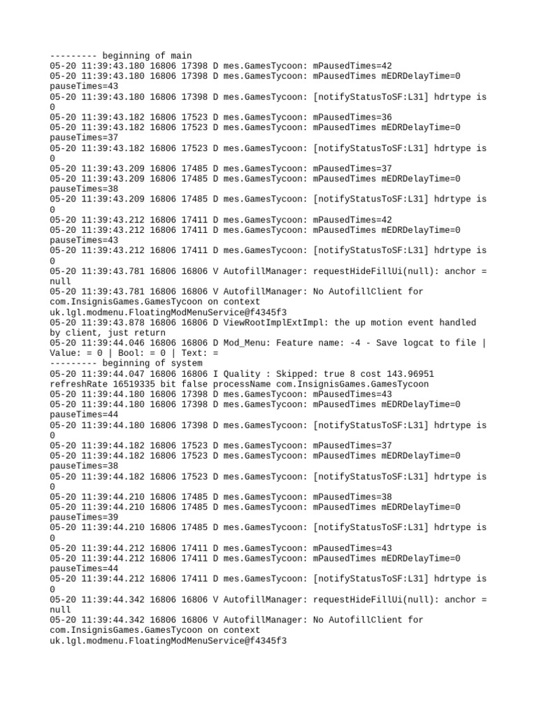 Mod Menu Log - Com - insignisGames.gamesTycoon | PDF | Computer Programming
