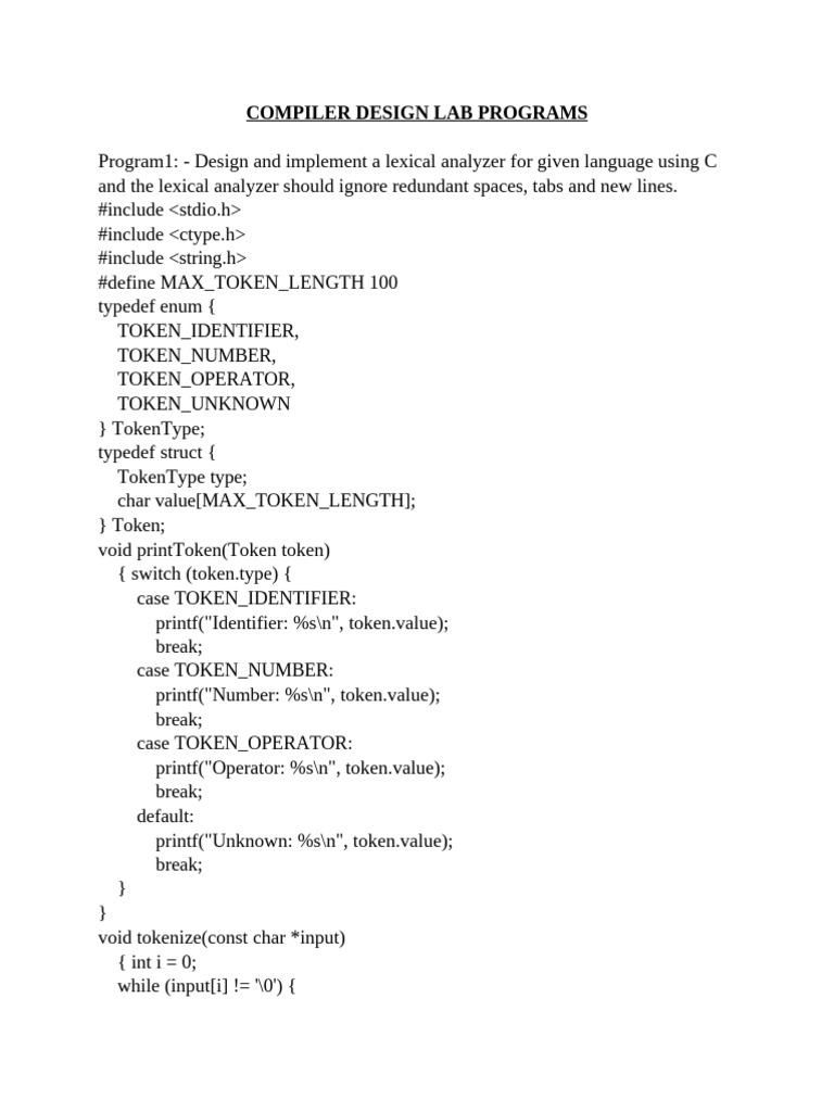 Lexical Analyzer and NFA Conversion Programs | PDF | Parsing ...
