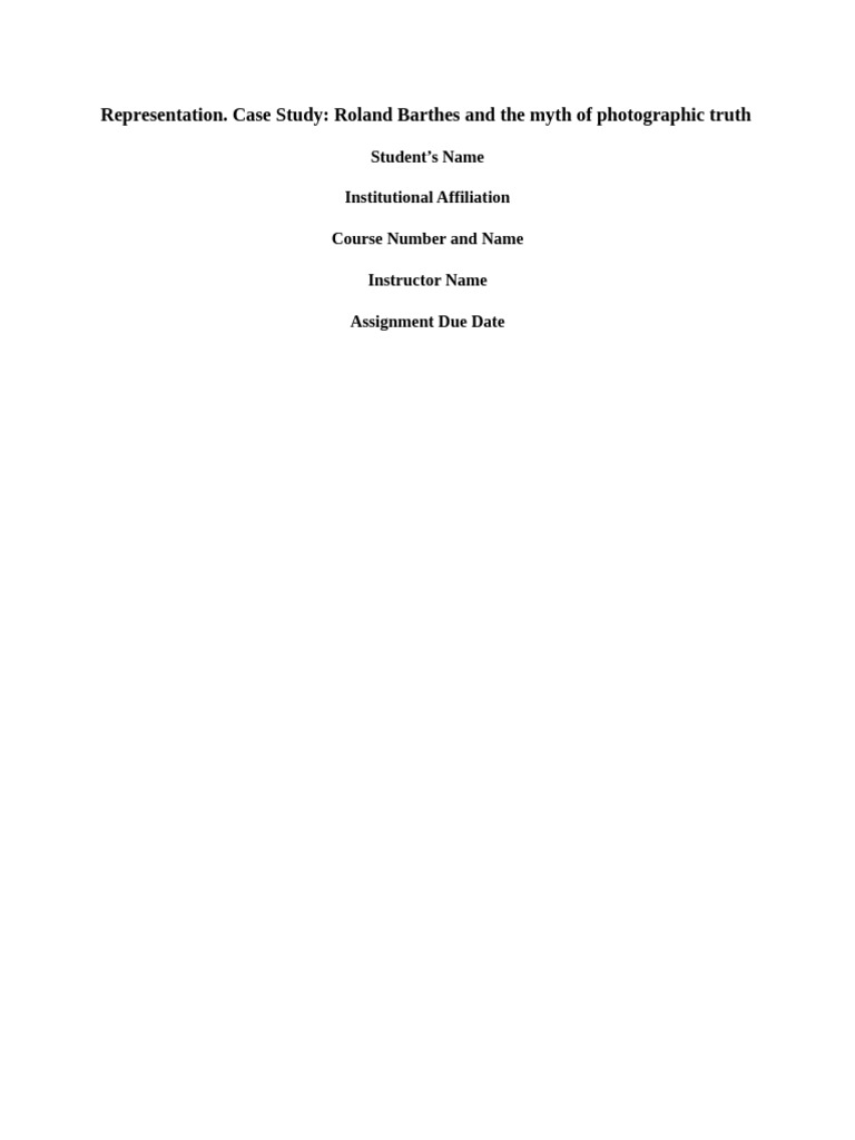 Barthes' Myth of Photographic Truth | PDF
