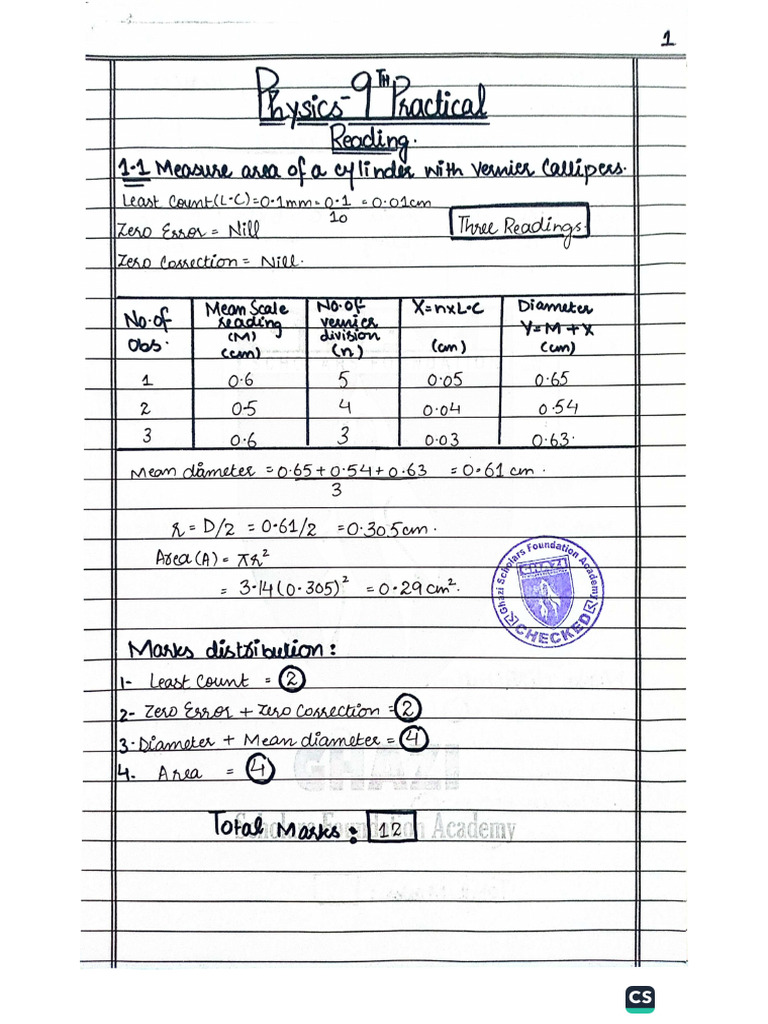 9th, 10th Physics Practical Readings Updated 2025 | PDF
