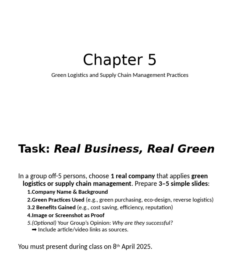Chapter 5 Green Logistics and Supply Chain Management | PDF