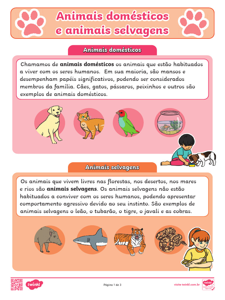 Diferenças entre Animais Domésticos e Selvagens | PDF
