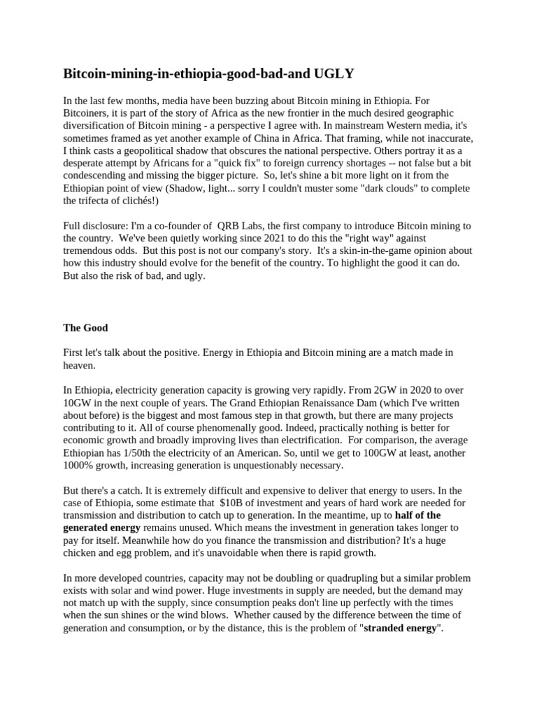 Bitcoin-Mining-In-Ethiopia-Good-Bad-And UGLY | PDF | Cryptocurrency |  Bitcoin