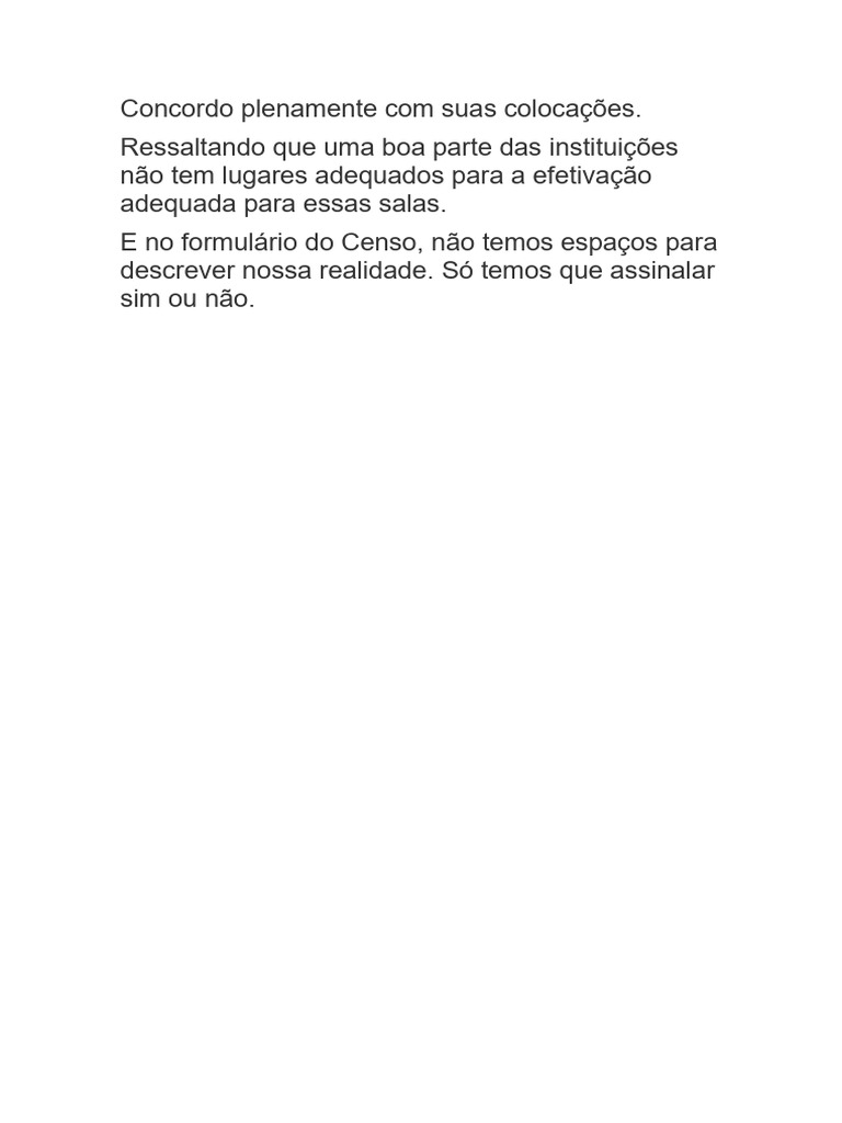 Concordo Plenamente Com Suas Colocações | PDF
