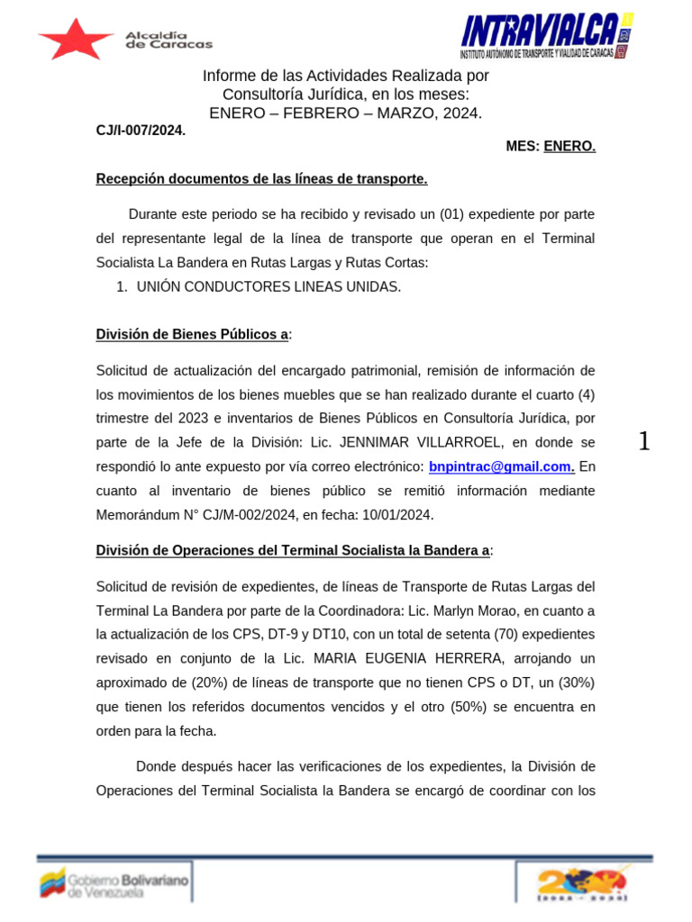 Informe de Gestion 1er Trimestre 2024 | PDF