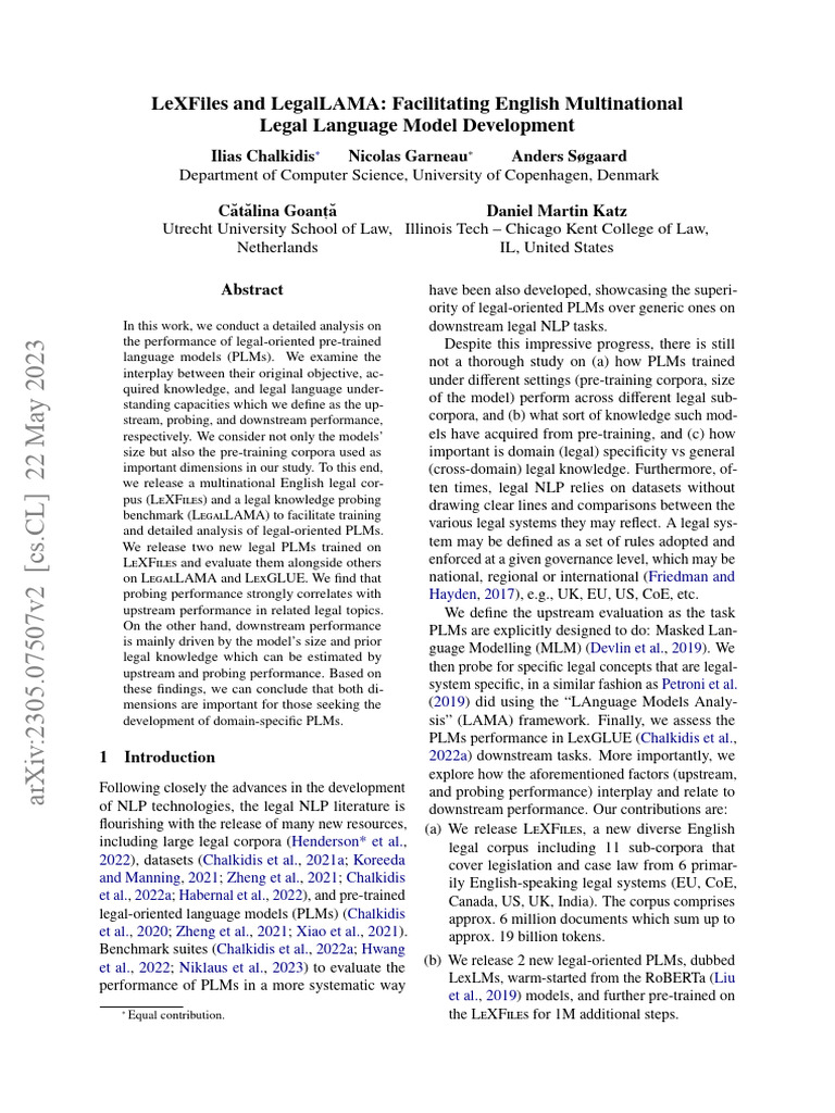 LeXFiles: New Legal Language Models | PDF | Justice | Crime & Violence
