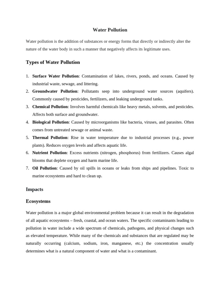 Understanding Water Pollution Types | PDF | Water Pollution | Sewage ...