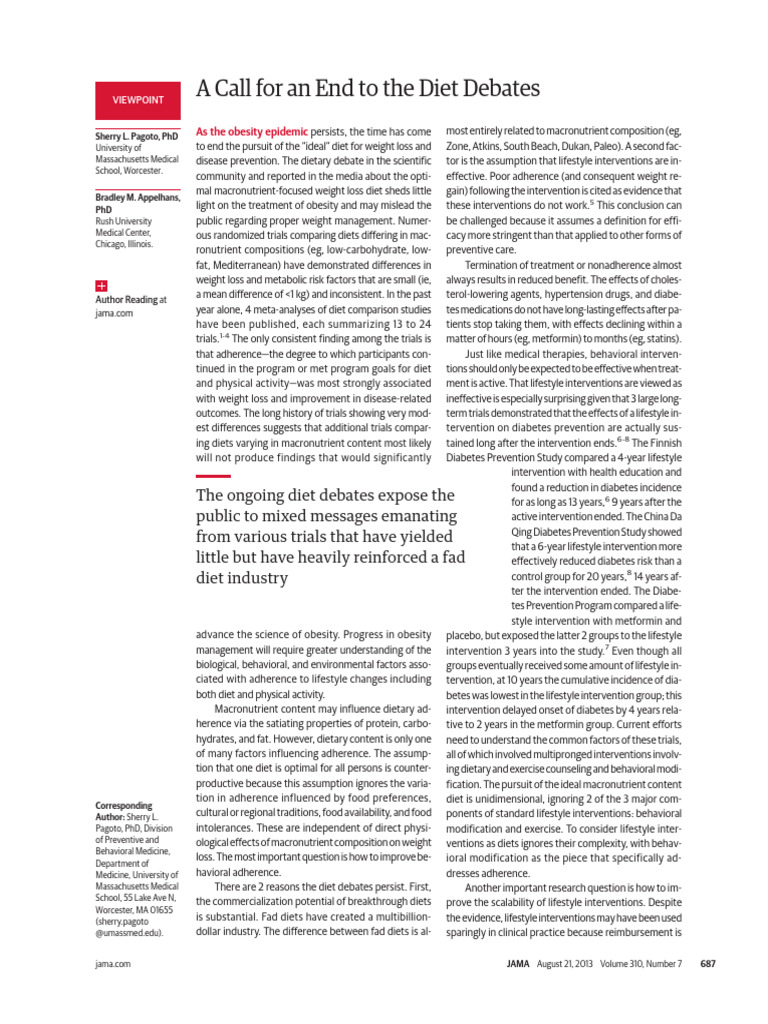End Diet Debates: Focus on Adherence | PDF | Dieting | Obesity