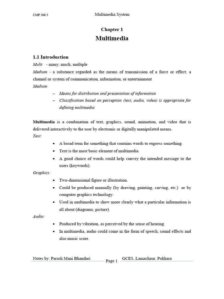 Multimedia System Overview at GCES | PDF | Sampling (Signal Processing ...