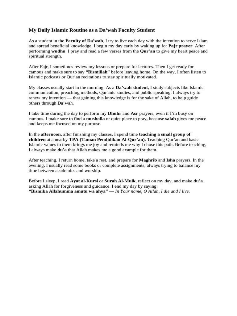 My Daily Islamic Routine As A Da | PDF