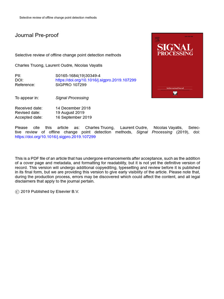 Offline Change Point Detection Review | PDF | Image Segmentation ...