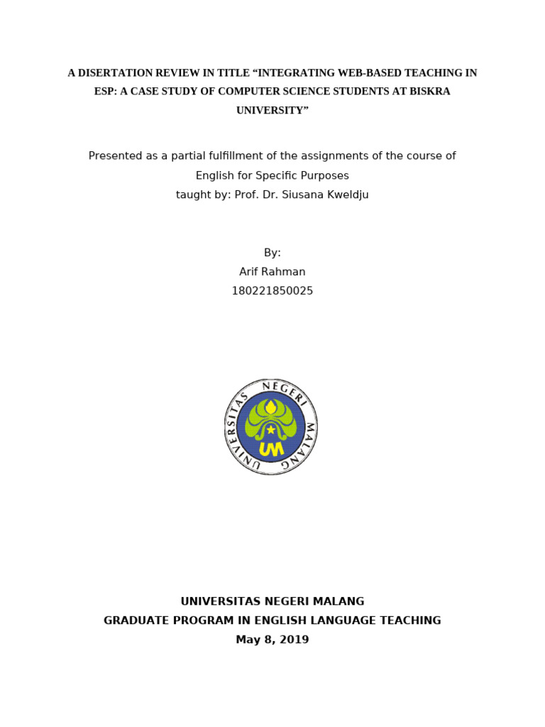 Web-Based Teaching in ESP Case Study | PDF