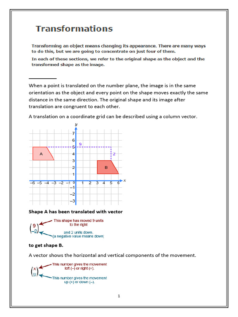 Transformations: Translation, Reflection, Rotation, Enlargement | PDF ...