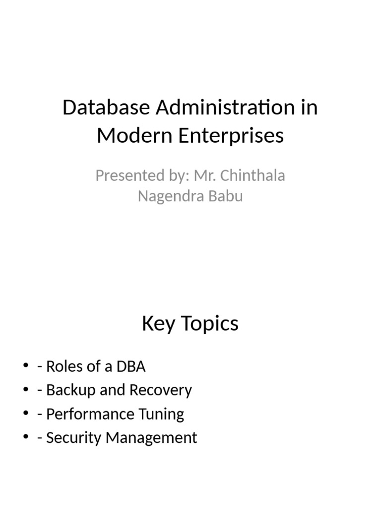 Database Administration Presentation | PDF