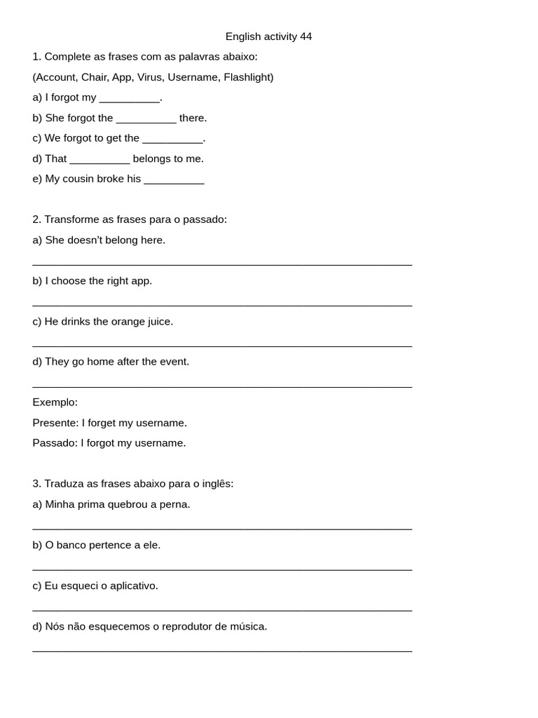 English Activity 44 | PDF