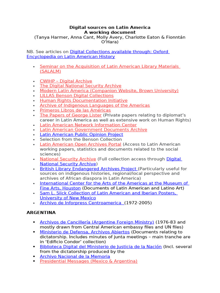 Digital Archives of Latin American History | PDF | Latin America
