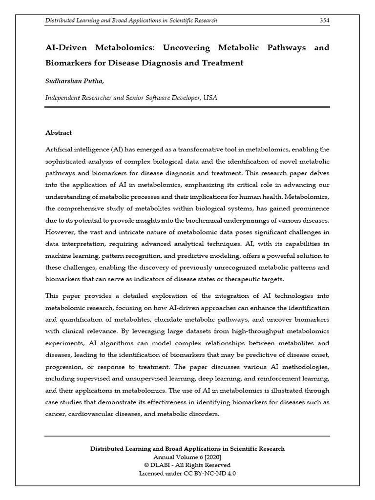 AI Driven+Metabolomics 110152 | PDF | Metabolomics | Machine Learning