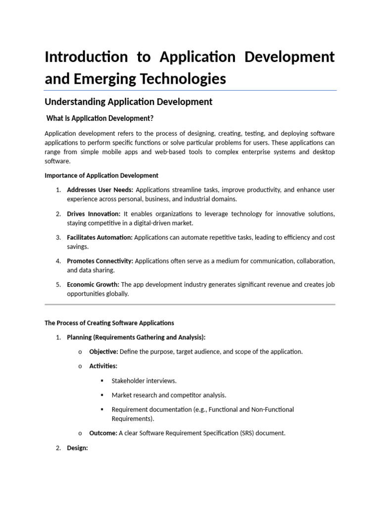 Introduction to Application Development | PDF | Software Testing ...