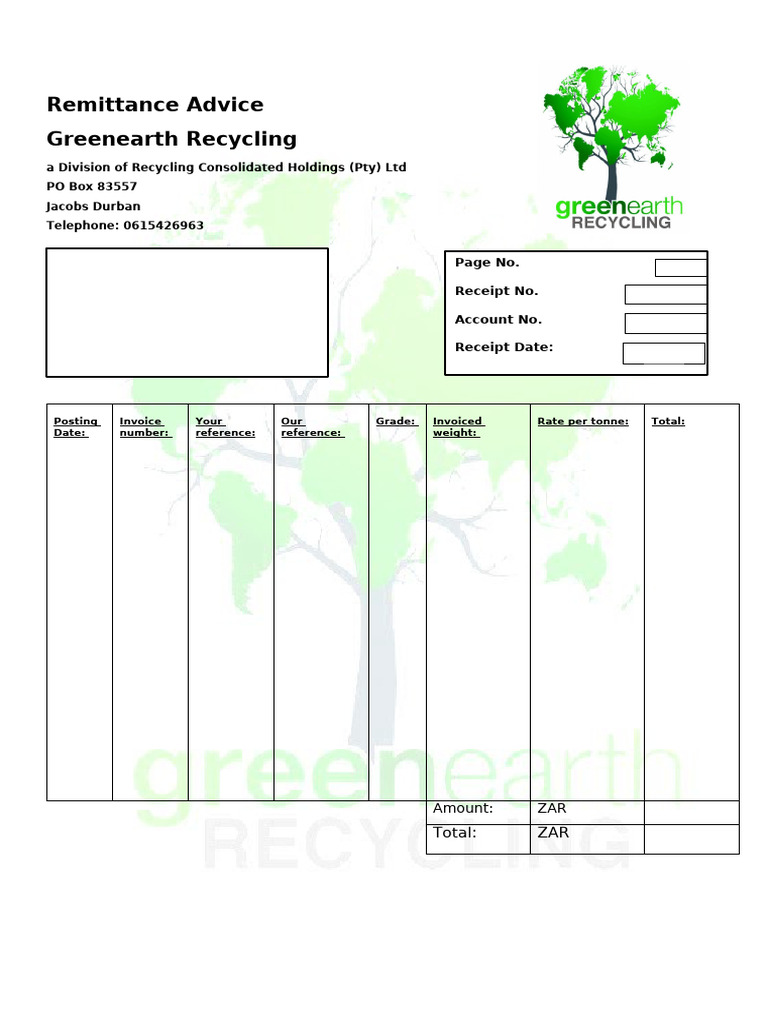 Remittance Advice - TEMPLATE | PDF