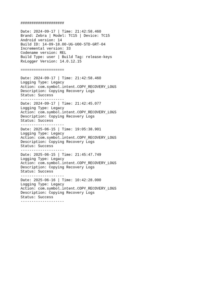 RxLogger Recovery Log Summary | PDF