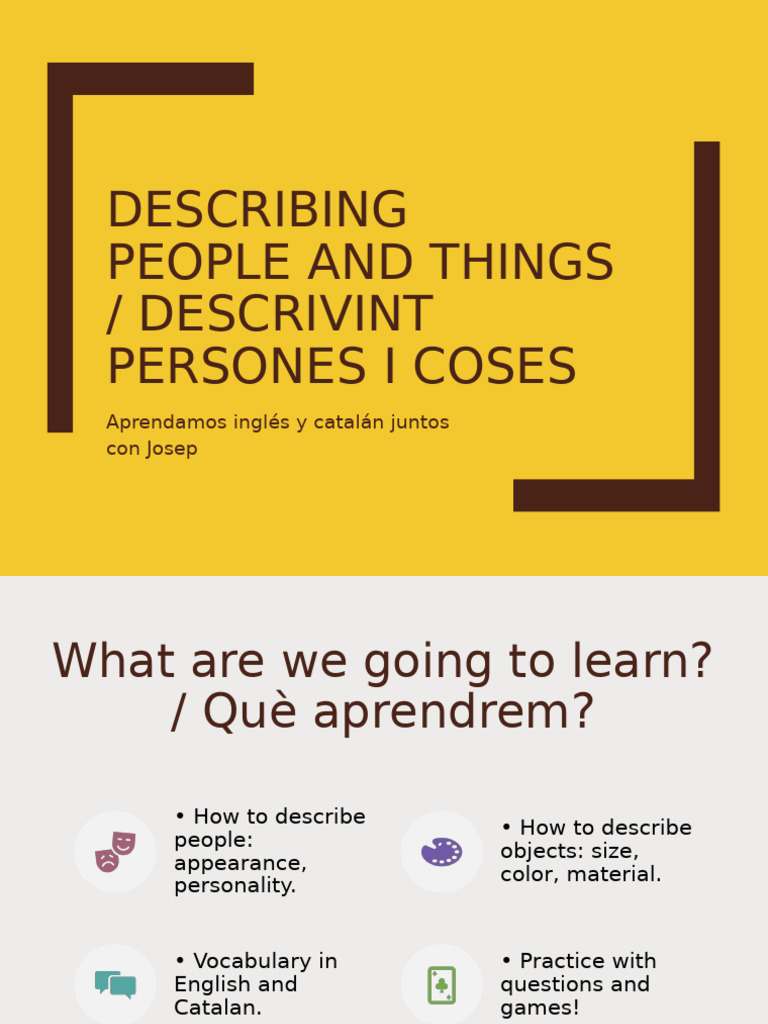 Describing People and Things Eng Cat | PDF