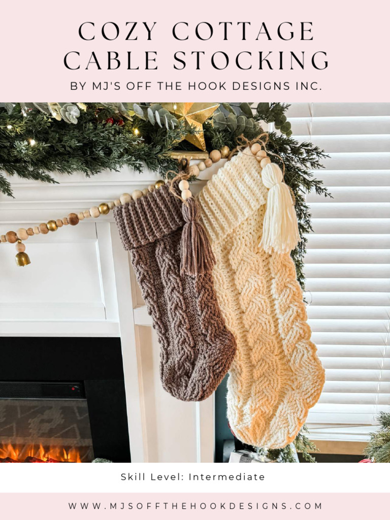 Cozy Cottage Cable Stocking Pattern | PDF | Crochet | Yarn
