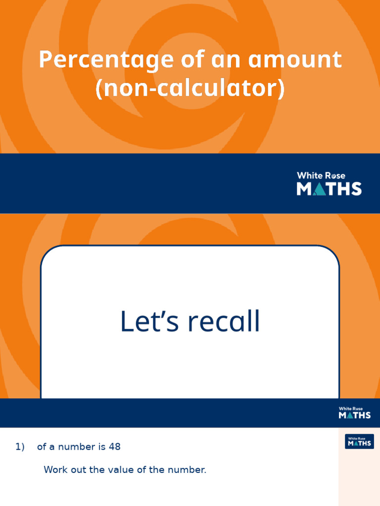 Y7 Spring Block 4 TS3 Percentage of An Amount Non-Calculator | PDF ...