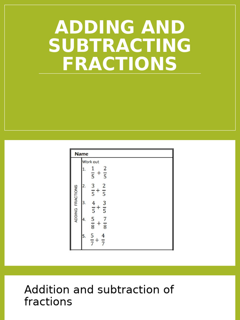 Adding and Subtracting Fractions Guide | PDF