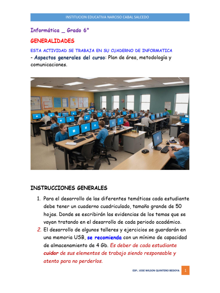 Informatica SEMANA 1 Grado 6 | PDF | Internet | Informática
