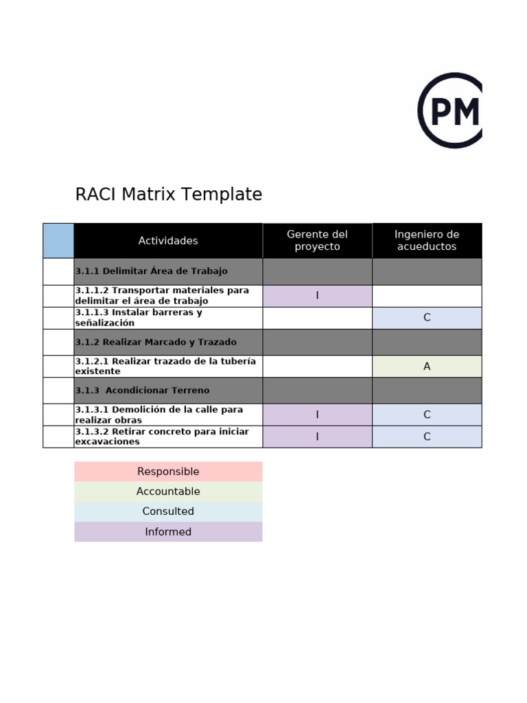 Plantilla de Matriz RACI | PDF