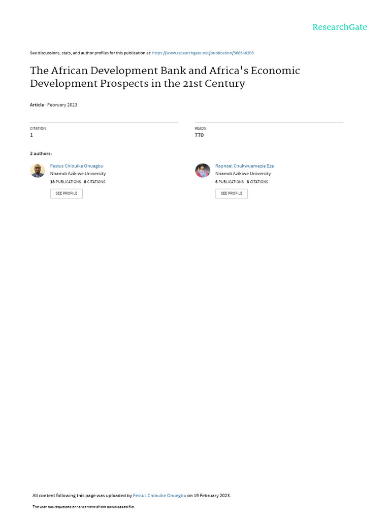 AfDB's Role in Africa's 21st Century Development | PDF | African ...