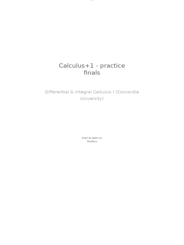Calculus 1 Final Exam Practice Questions | PDF | Mathematical Analysis ...