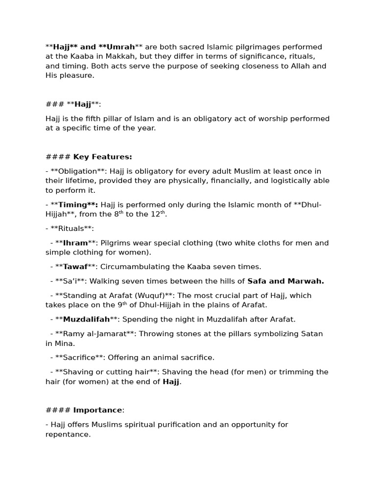 Hajj Notes | PDF | Hajj | Sharia