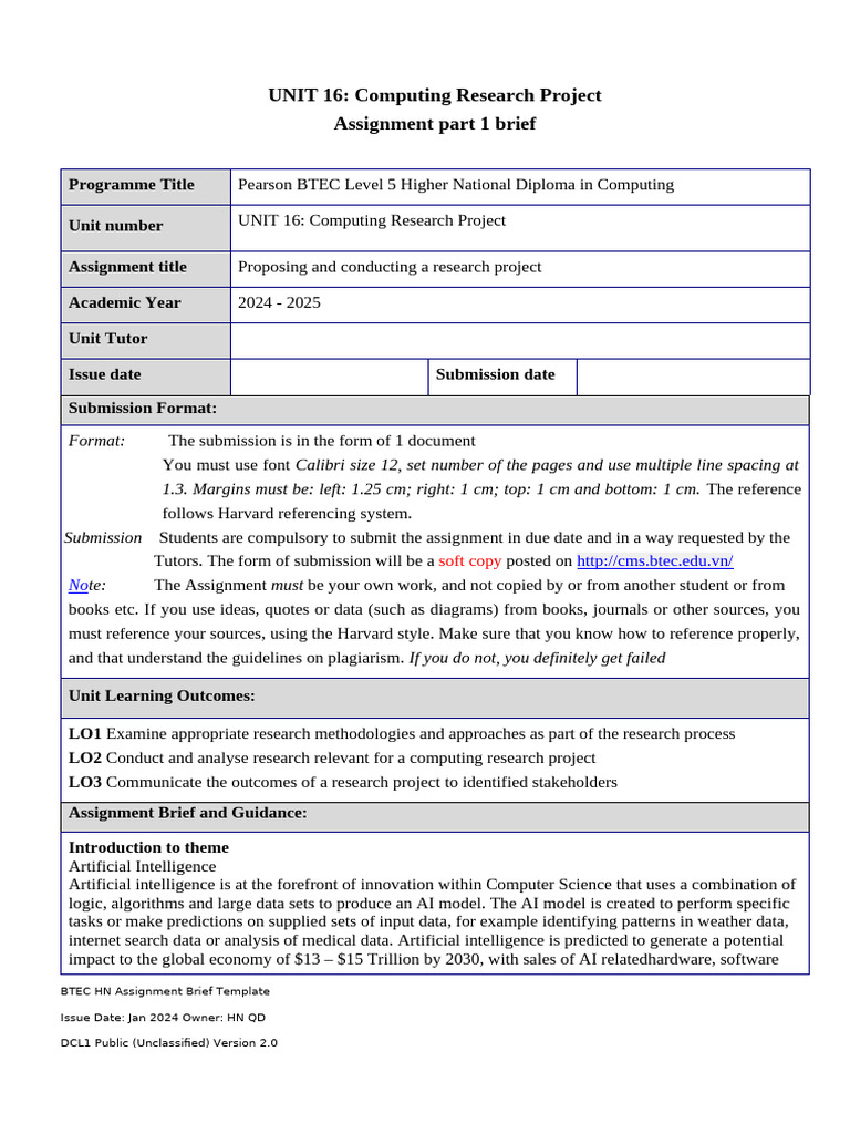 Computing Research Project Guidelines | PDF | Methodology | Artificial ...