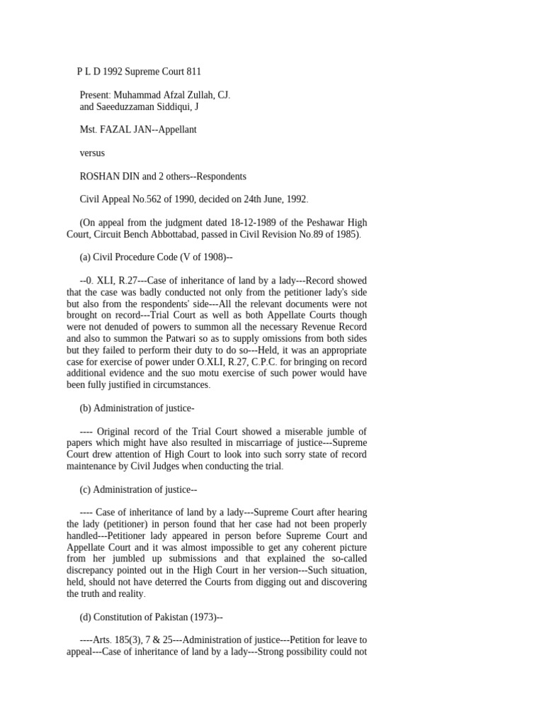 PLD 1992 SC 811 | PDF | Lawsuit | Supreme Court Of The United States