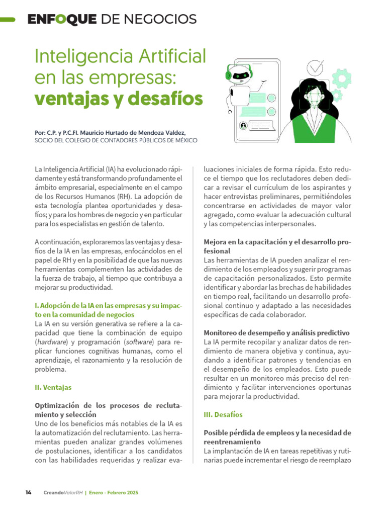 IA en Recursos Humanos: Ventajas y Desafíos | PDF | Inteligencia ...