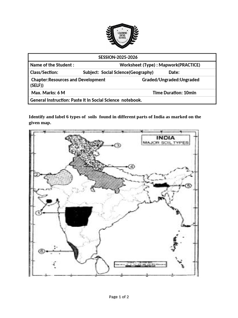 Grade 6 Geography Map Practice Worksheet | PDF