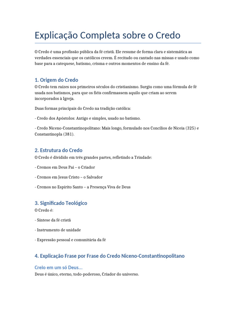 Explicação do Credo Católico | PDF