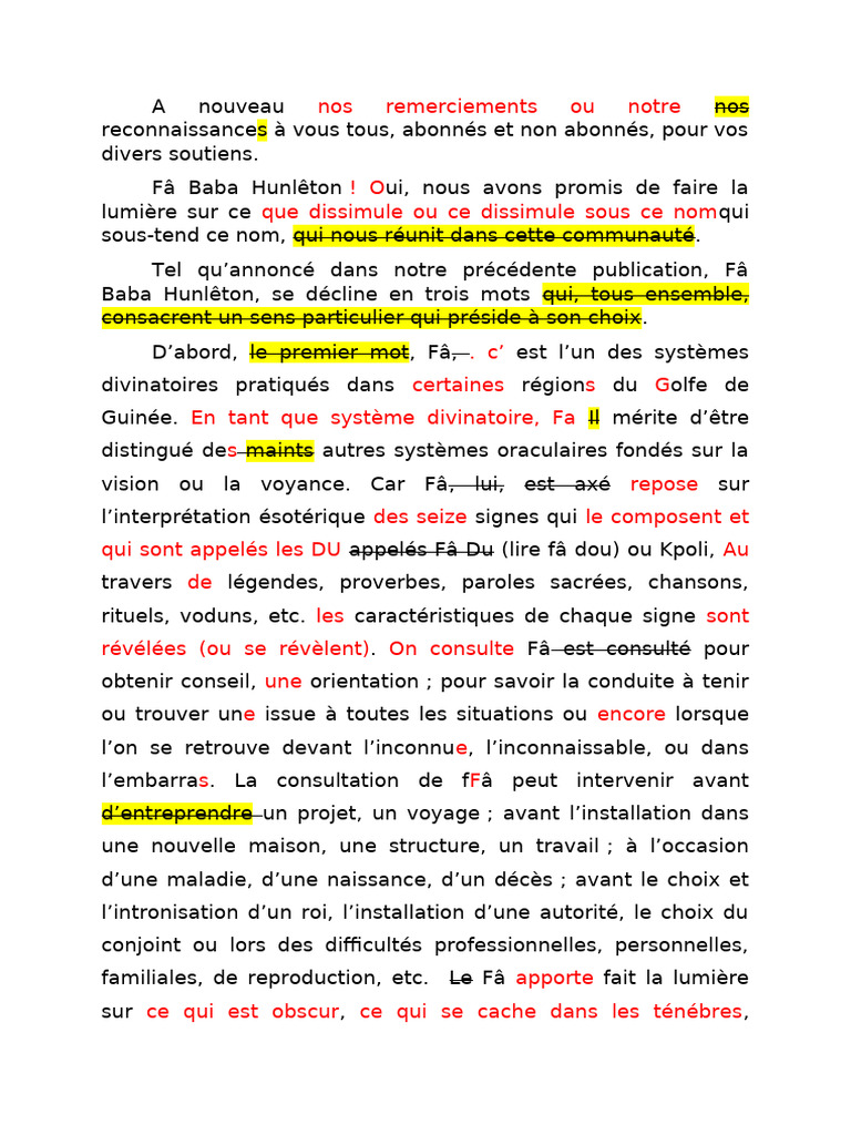 Fâ Baba Hunlêton : Divinité Vodun | PDF