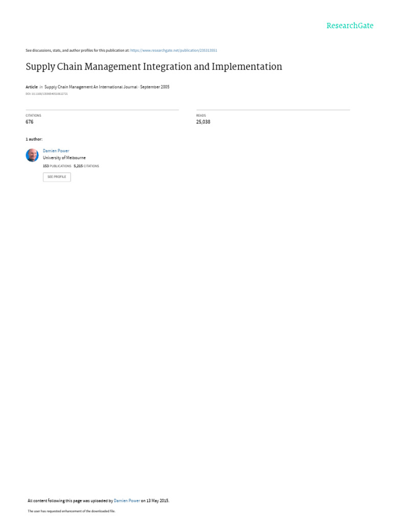 Supply Chain Management Integration Review | PDF | Supply Chain ...