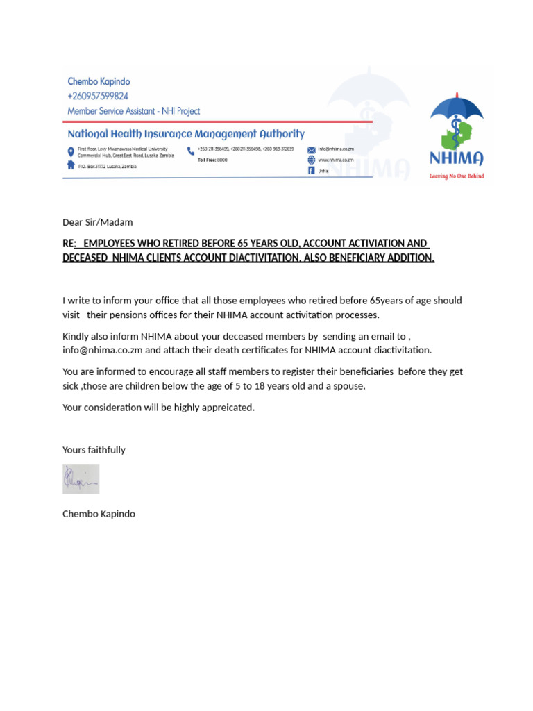 NHIMA Account Activation Guidelines | PDF