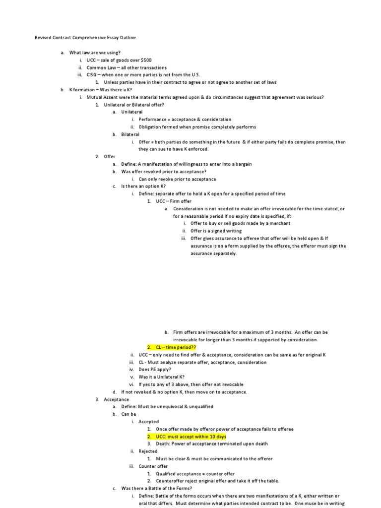 offer and acceptance essay