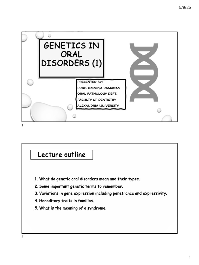 Genetics in Oral Disorders | PDF | Genetic Disorder | Zygosity
