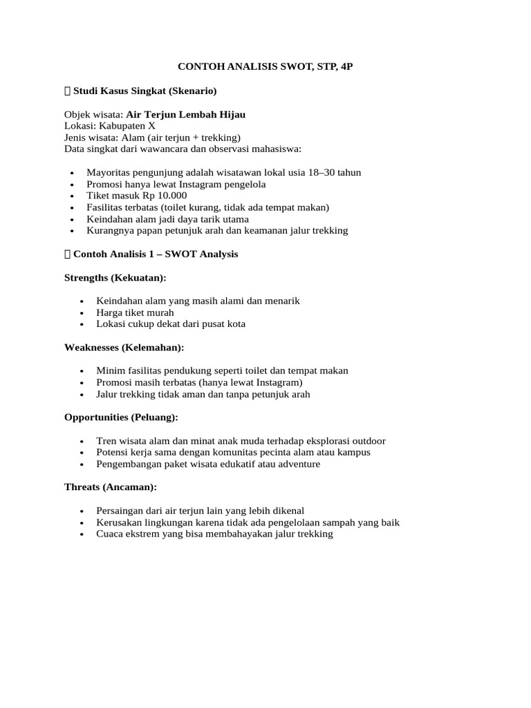 Analisis STP dan SWOT Wisata Alam | PDF